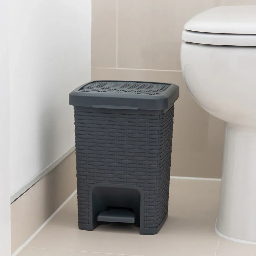 6L Bath Pedal Bin - Grey, Rattan