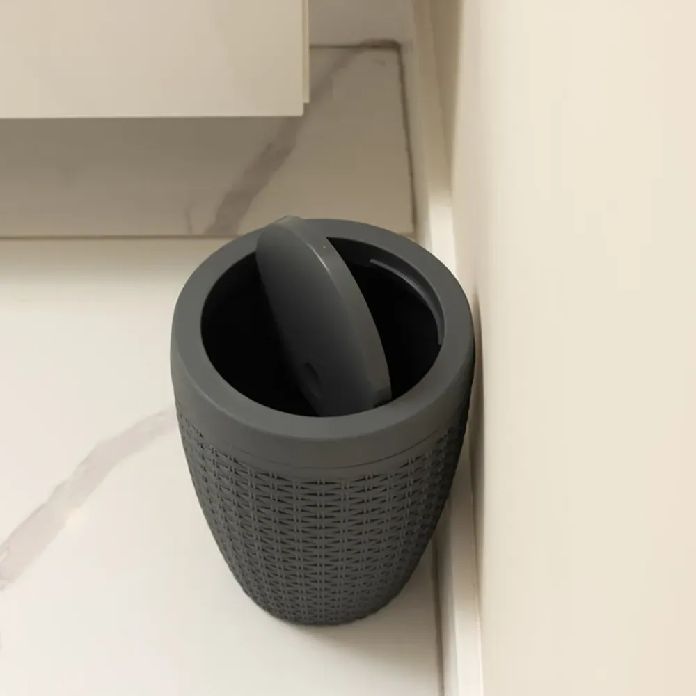 Faux Rattan Swing Bin with Liner Rim - Charcoal