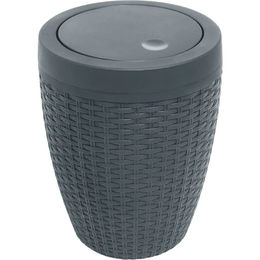 Faux Rattan Swing Bin with Liner Rim - Charcoal image