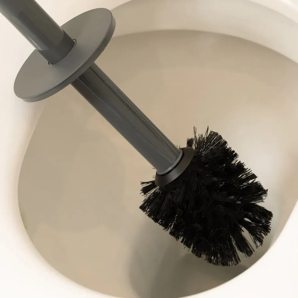 Faux Rattan Toilet Brush with Dispenser - Charcoal