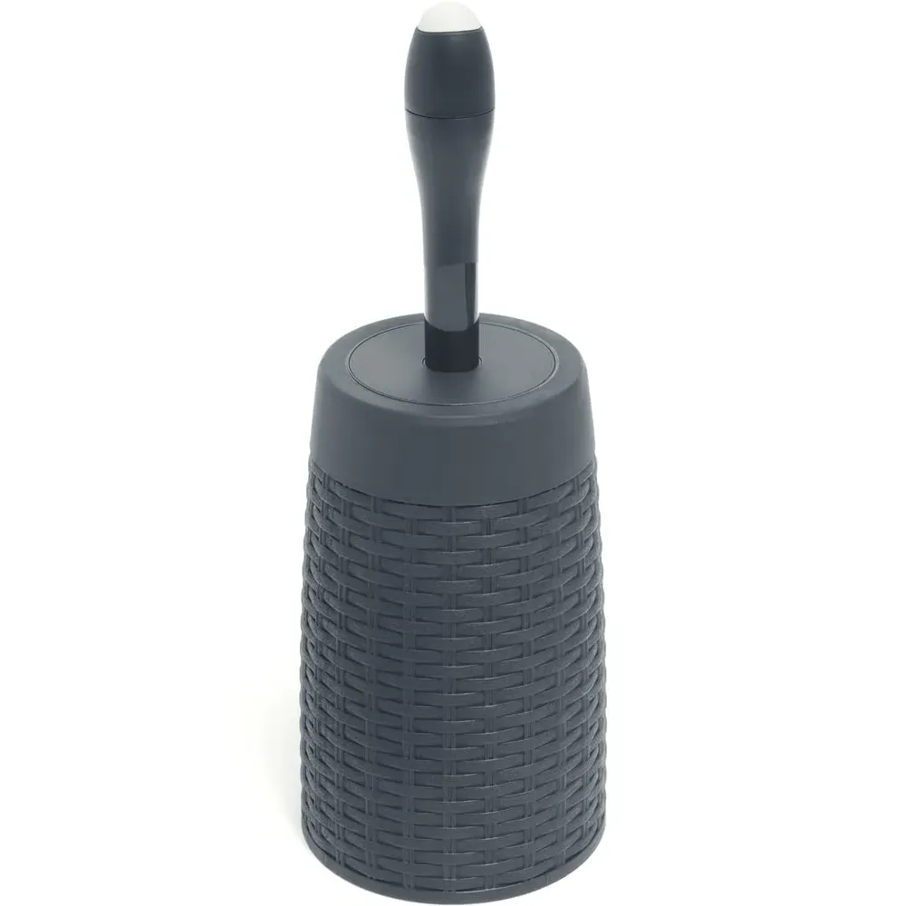 Faux Rattan Toilet Brush with Dispenser - Charcoal