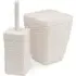 Square Bathroom Set with Bin and Brush - Cream, Faux Rattan