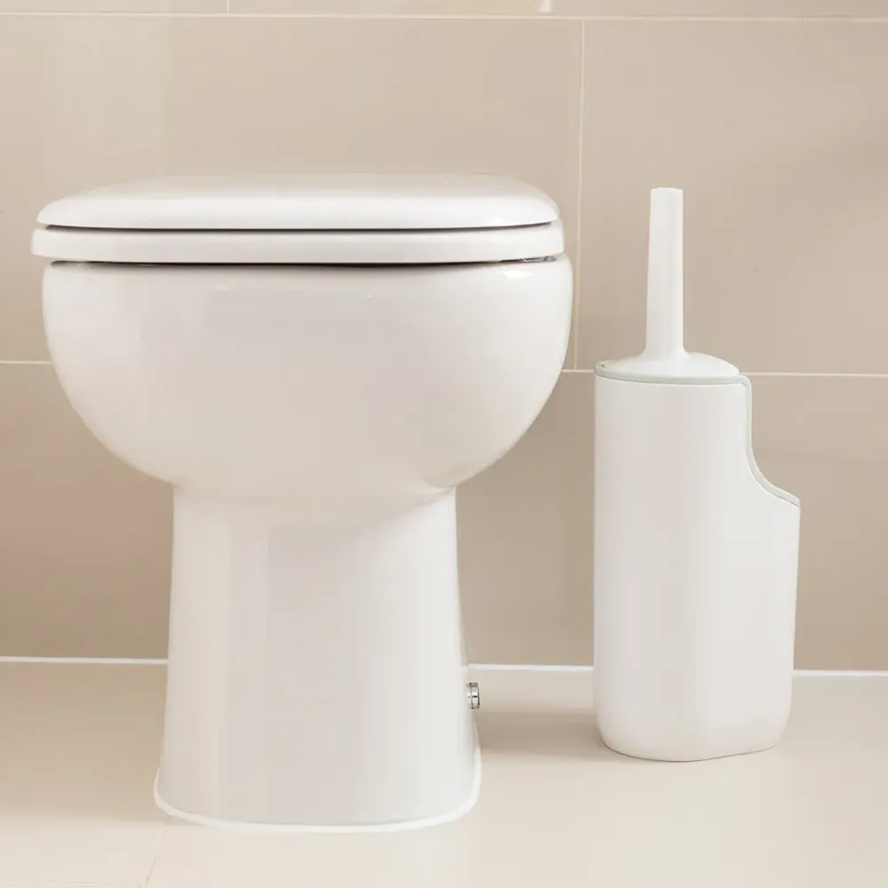 Toilet Brush with Holder - White, Grey