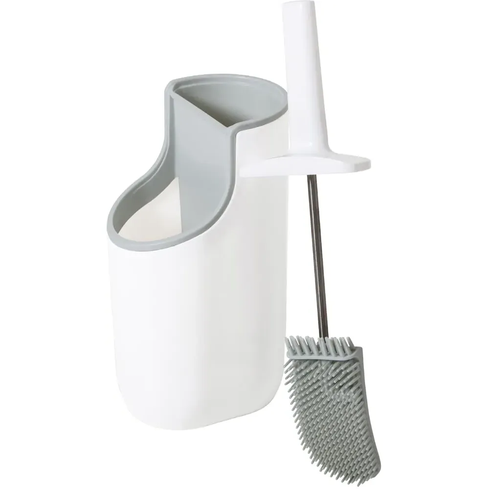 Toilet Brush with Holder - White, Grey image