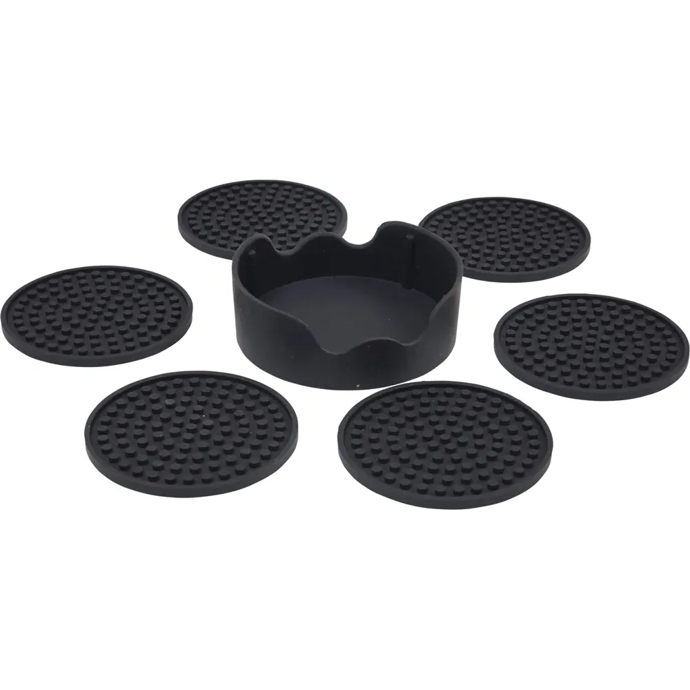 Round Non Slip Coaster - Red, Silicone