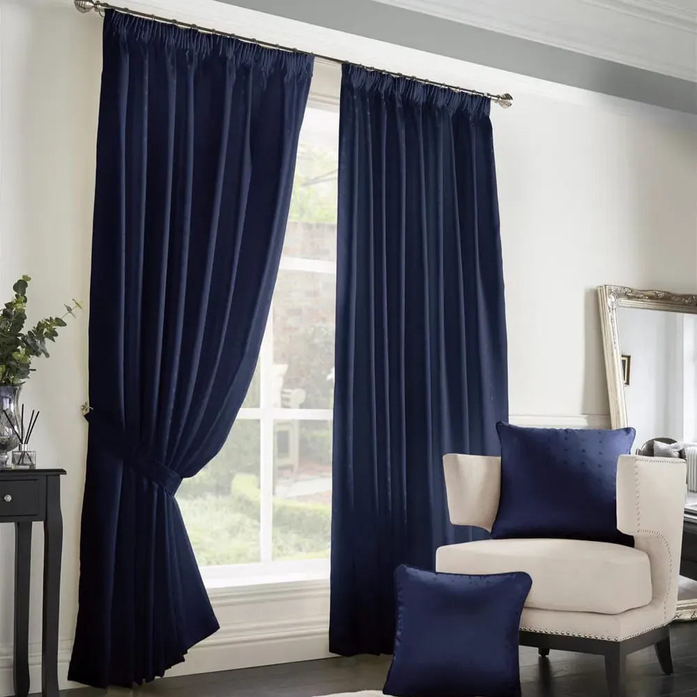 Madison Navy Taped Top Curtains - Blue image