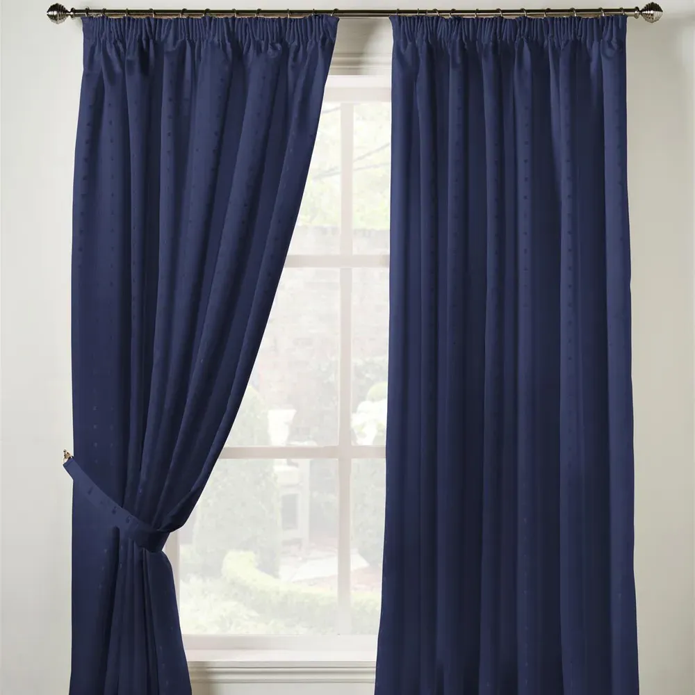 Madison Navy Taped Top Curtains - Blue
