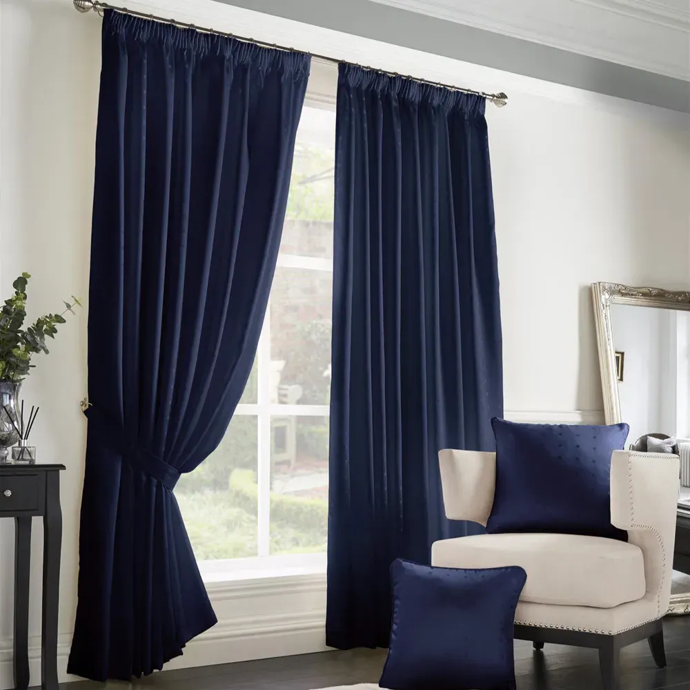 Madison Navy Taped Top Curtains - Blue