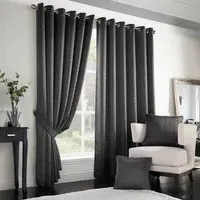 Madison Ring Top Curtain - Charcoal, Polyester
