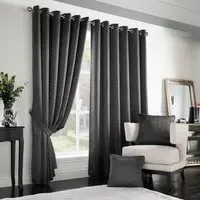Madison Ring Top Curtain - Charcoal, Polyester