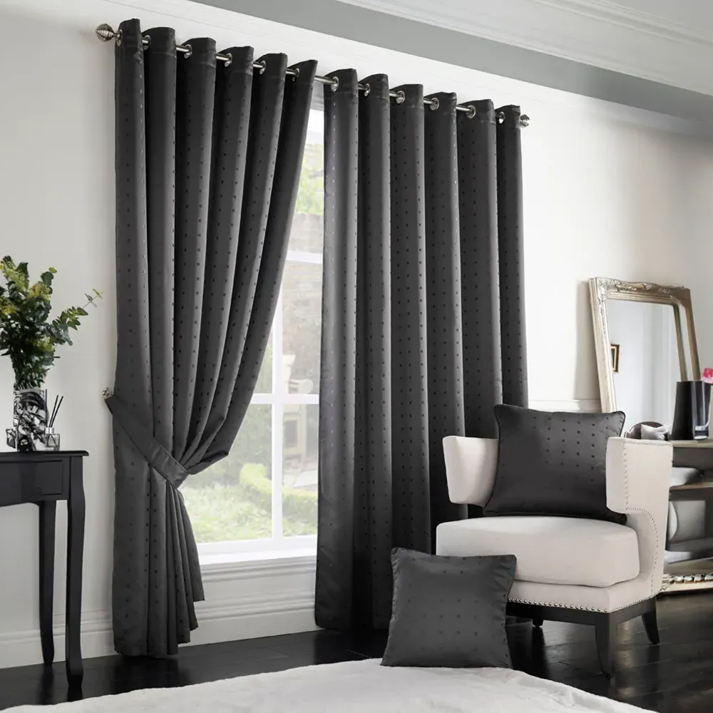 Madison Ring Top Curtain - Charcoal, Polyester