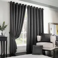 Madison Ring Top Curtain - Charcoal, Polyester