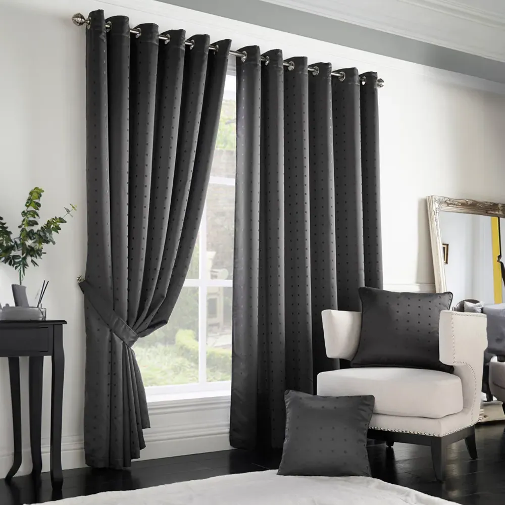 Madison Ring Top Curtain - Charcoal, Polyester