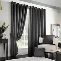 Madison Ring Top Curtain - Charcoal, Polyester