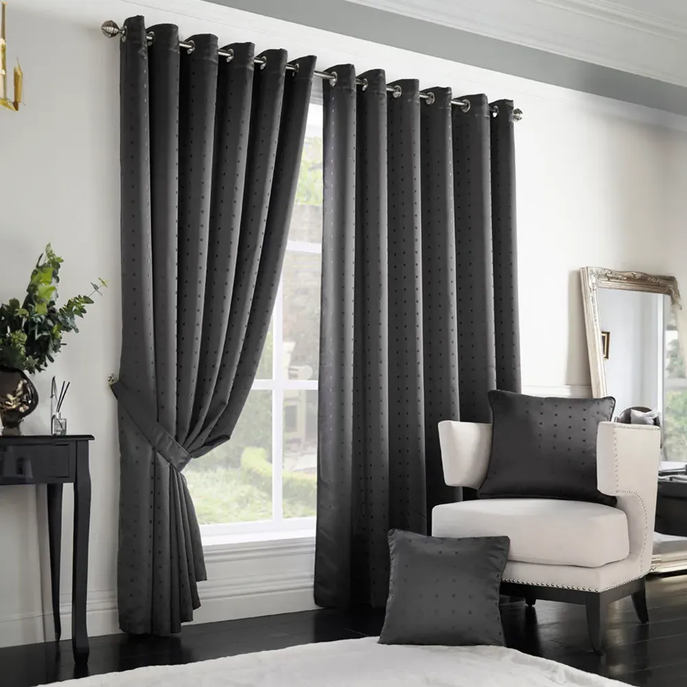 Madison Ring Top Curtain - Charcoal, Polyester