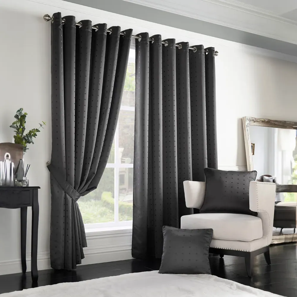Madison Ring Top Curtain - Charcoal, Polyester
