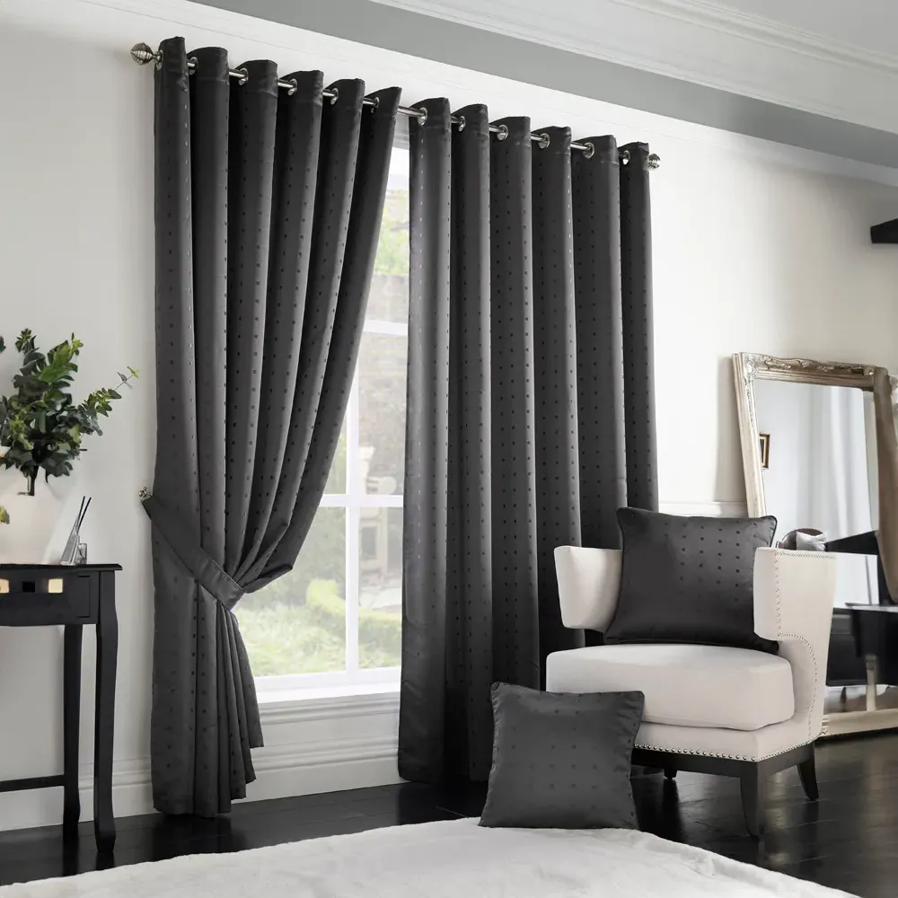 Madison Ring Top Curtain - Charcoal, Polyester