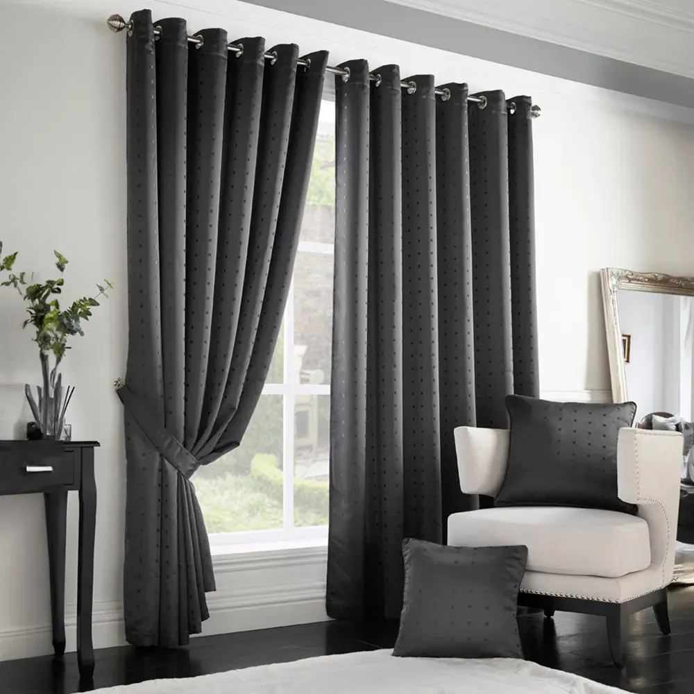 Madison Ring Top Curtain - Charcoal, Polyester image