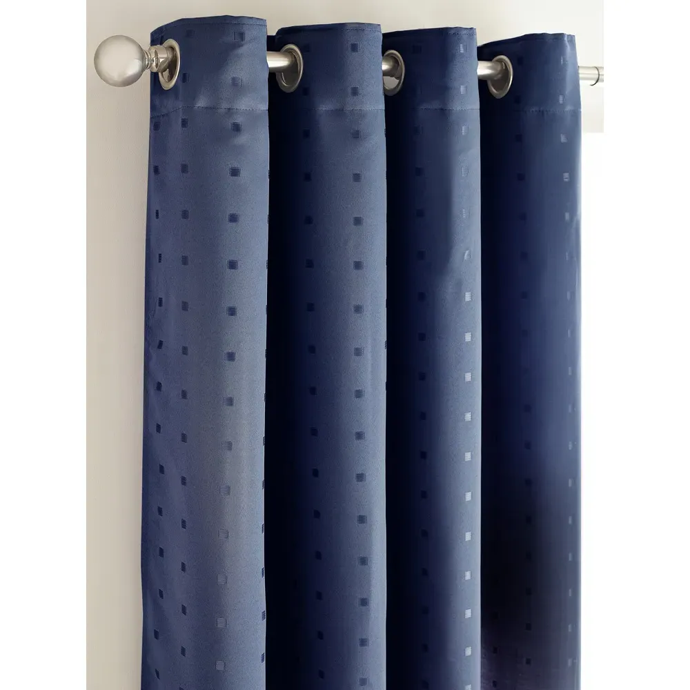 Madison Ring Top Curtain - Navy, Polyester