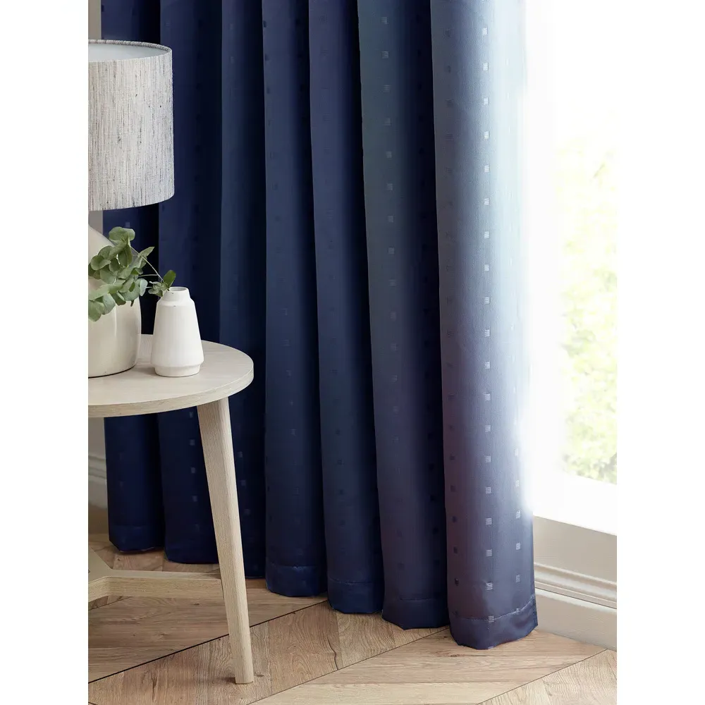Madison Ring Top Curtain - Navy, Polyester