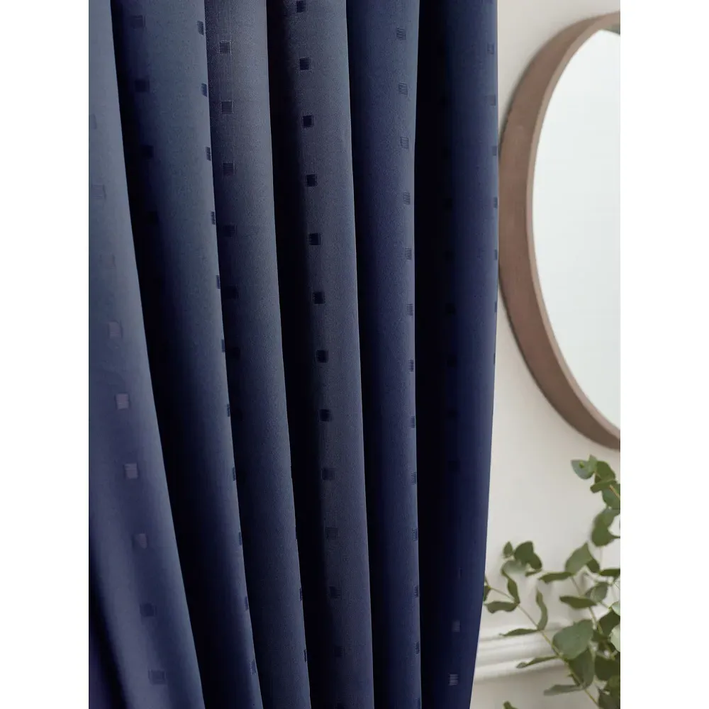 Madison Ring Top Curtain - Navy, Polyester