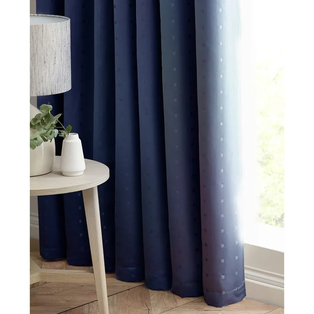 Madison Ring Top Curtain - Navy, Polyester