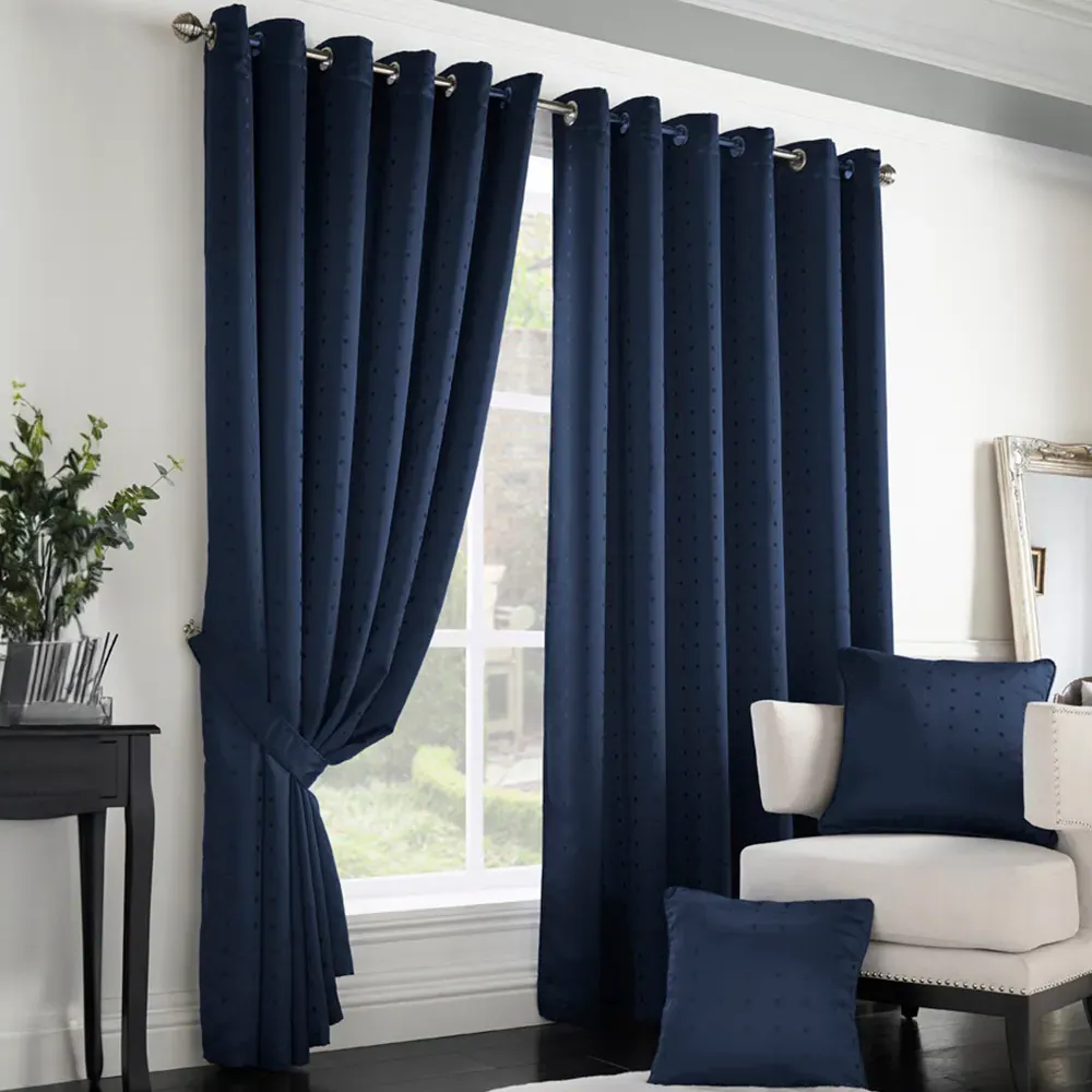 Madison Ring Top Curtain - Navy, Polyester image