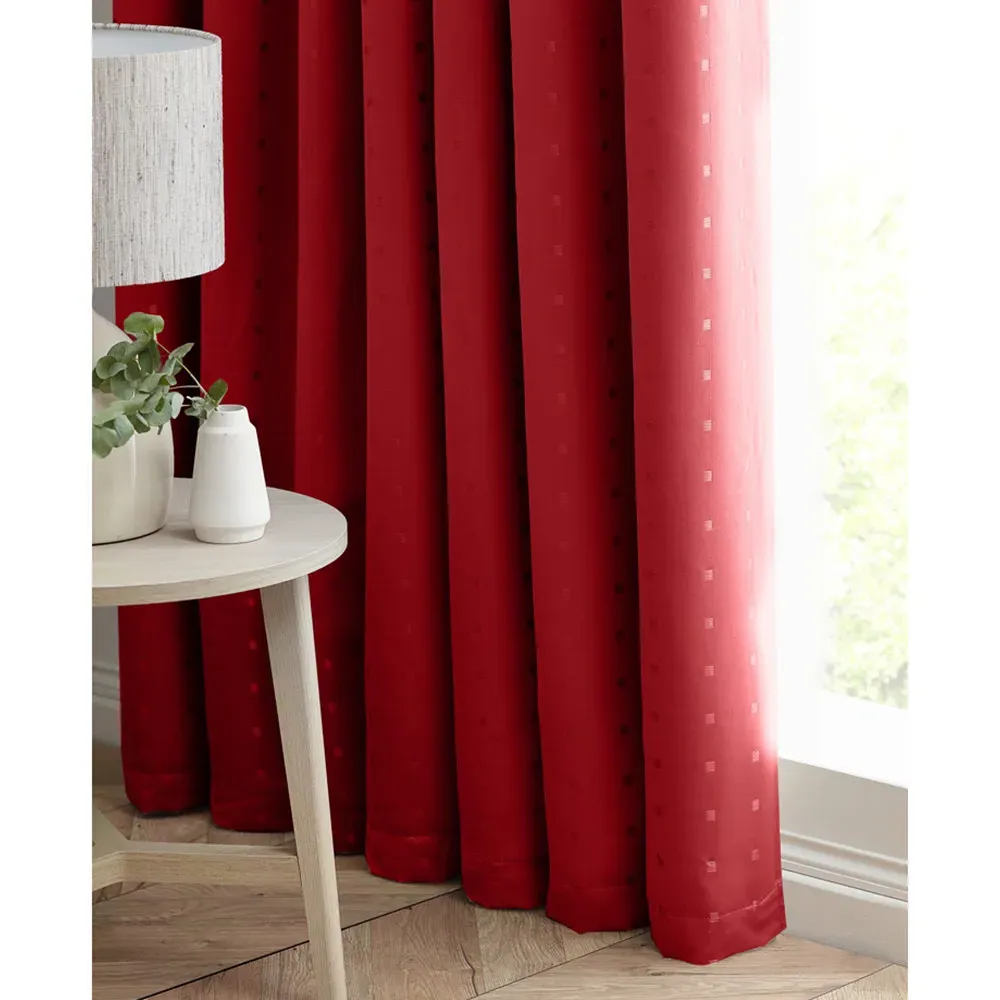 Madison Ring Top Curtain - Red, Polyester