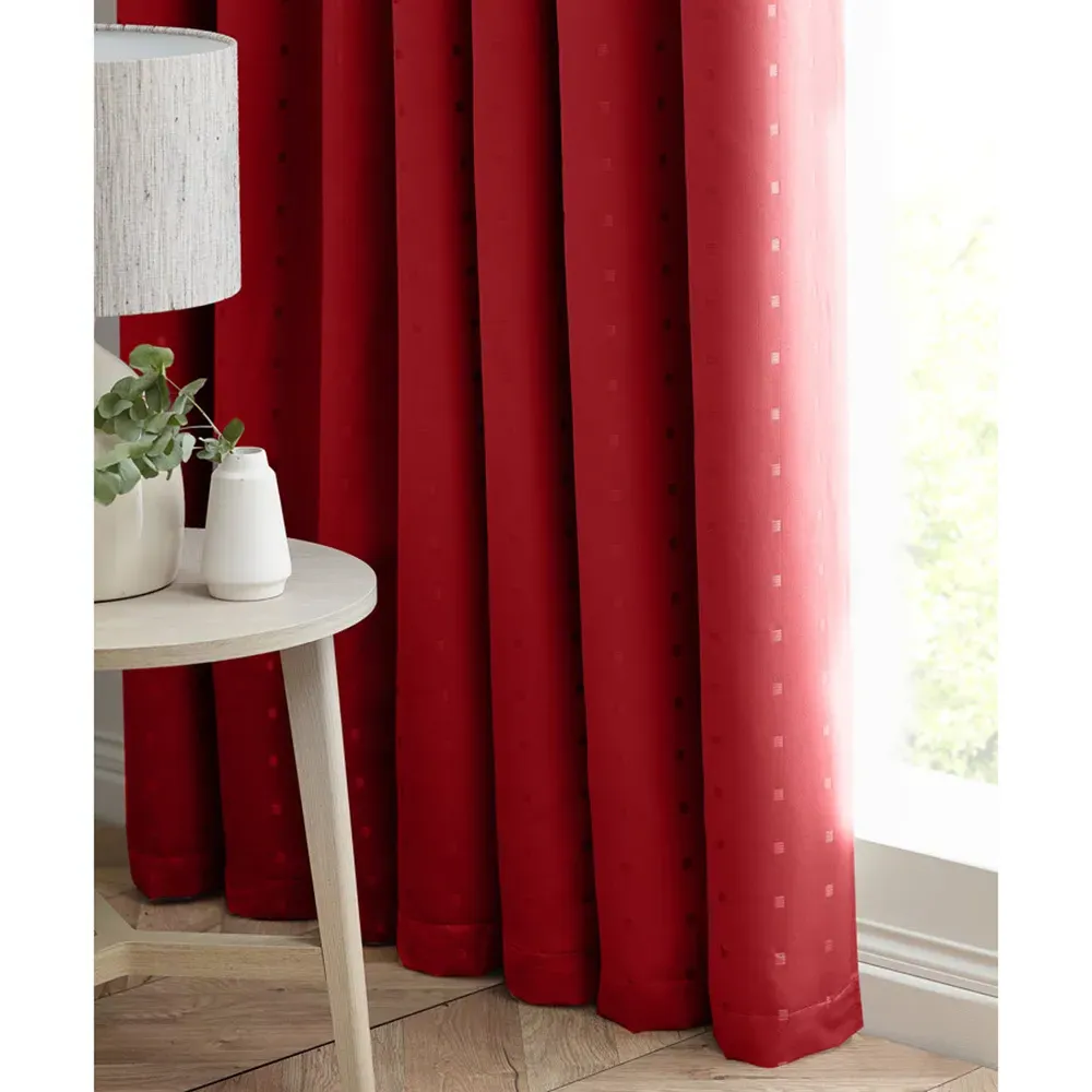 Madison Ring Top Curtain - Red, Polyester