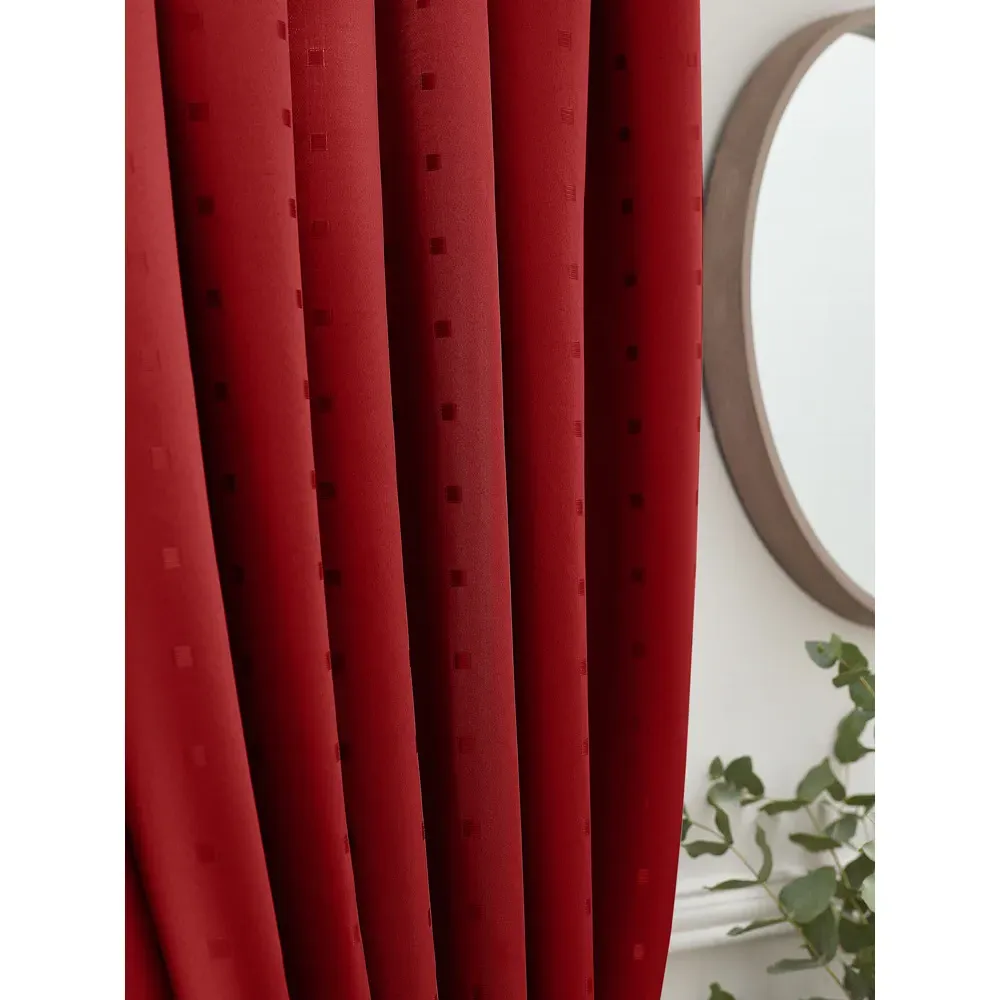 Madison Ring Top Curtain - Red, Polyester