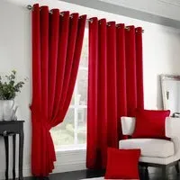 Madison Ring Top Curtain - Red, Polyester