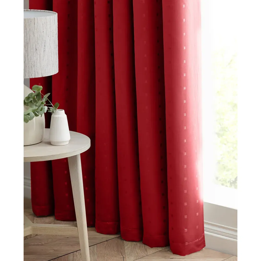 Madison Ring Top Curtain - Red, Polyester