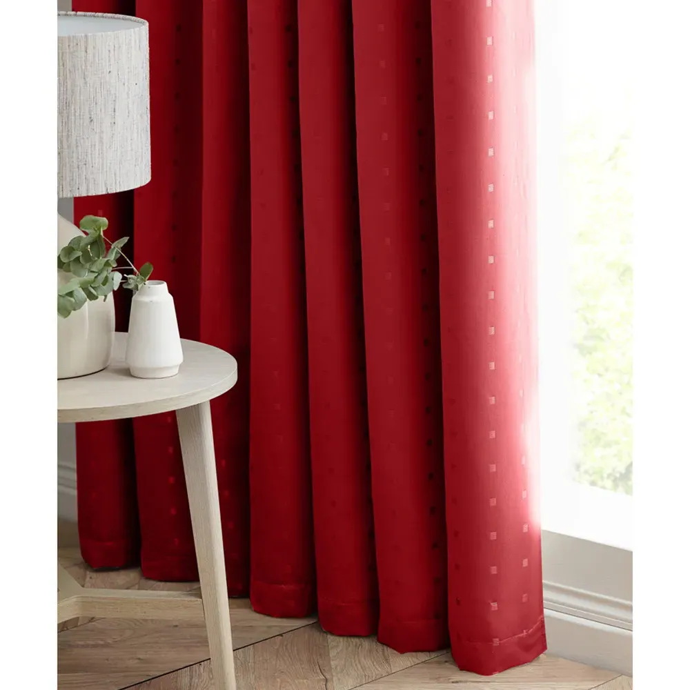 Madison Ring Top Curtain - Red, Polyester