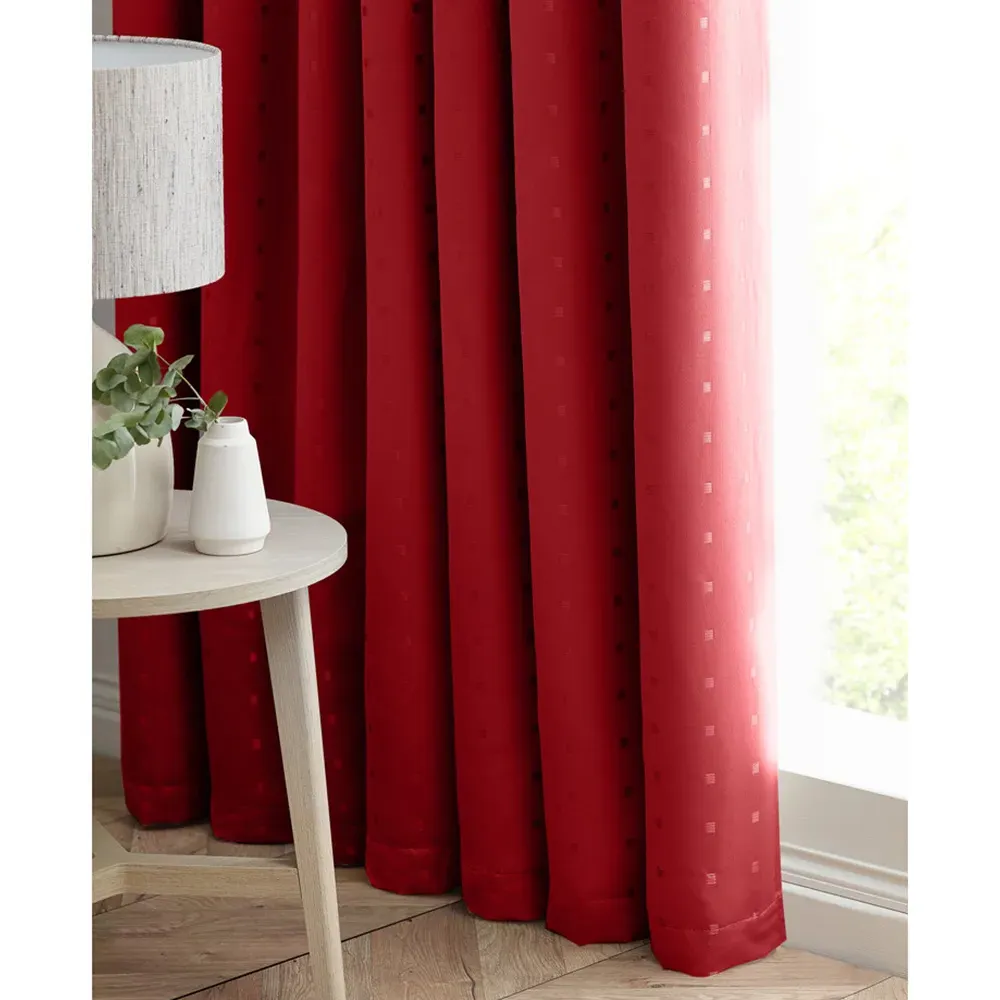 Madison Ring Top Curtain - Red, Polyester