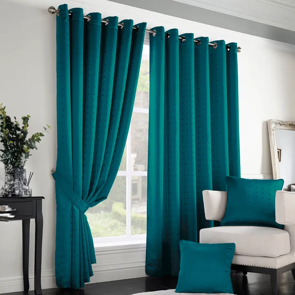 Madison Ring Top Curtain - Teal, Polyester image