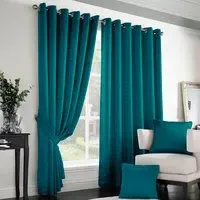 Madison Ring Top Curtain - Teal, Polyester