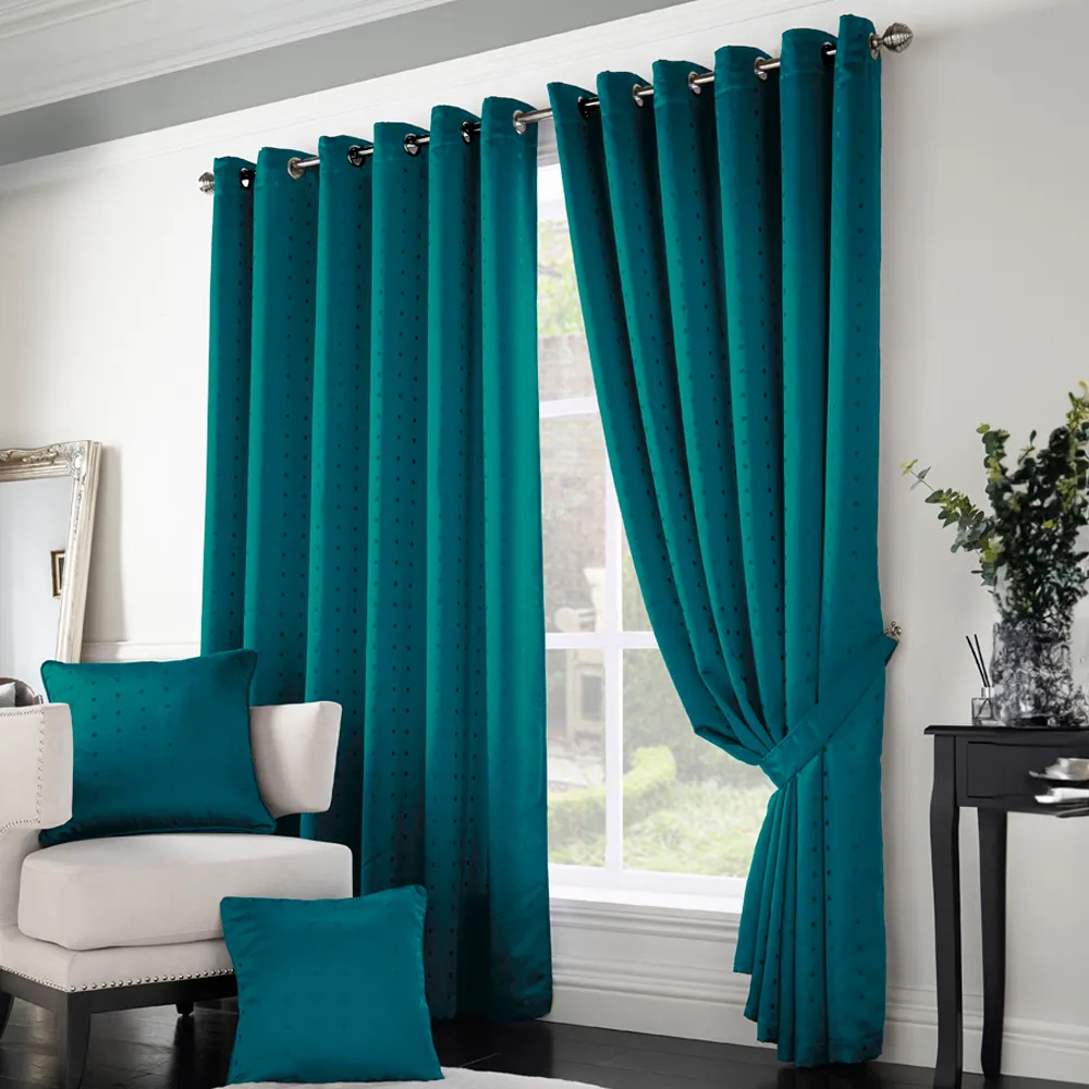 Madison Ring Top Curtain - Teal, Polyester