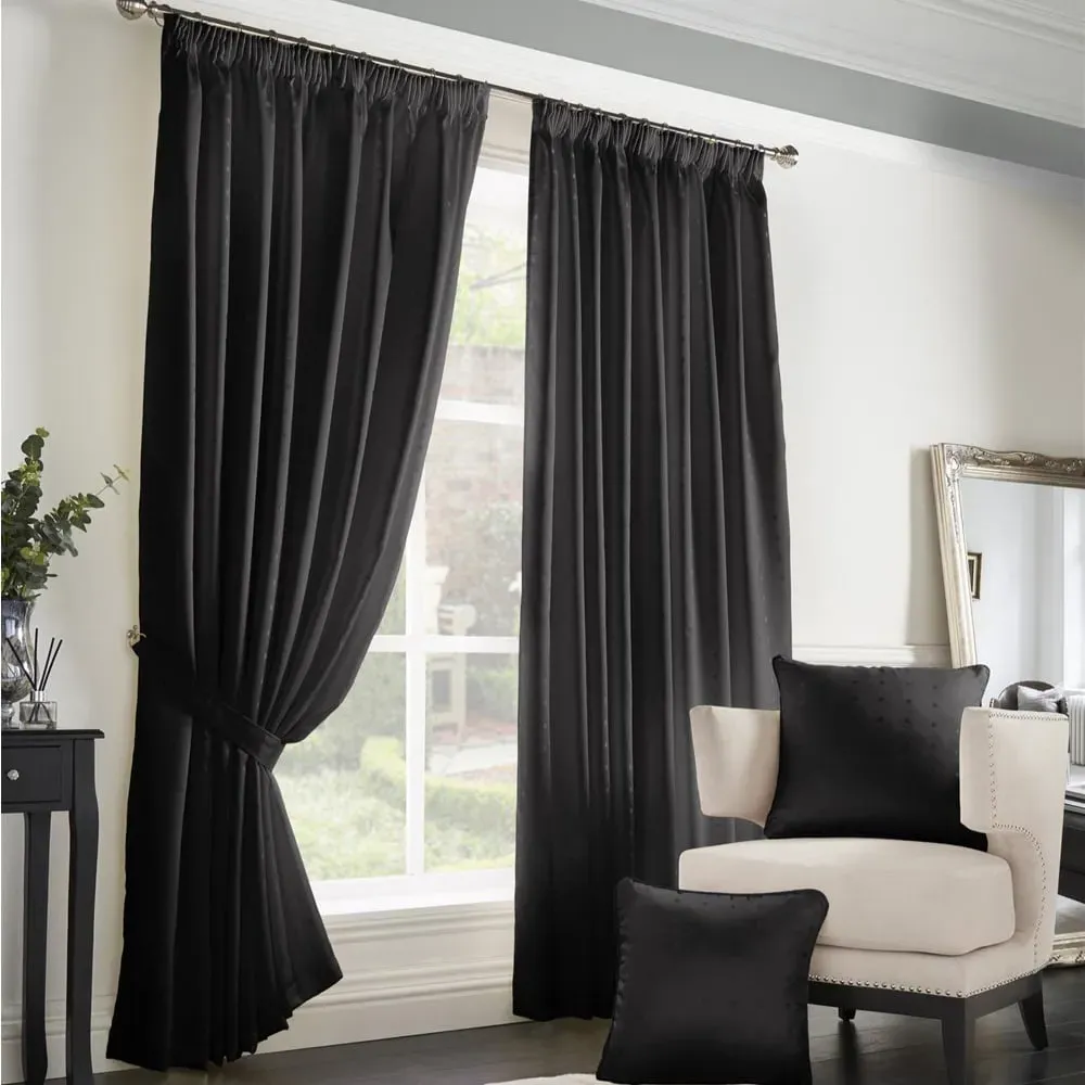 Madison Taped Top Curtains - Black image