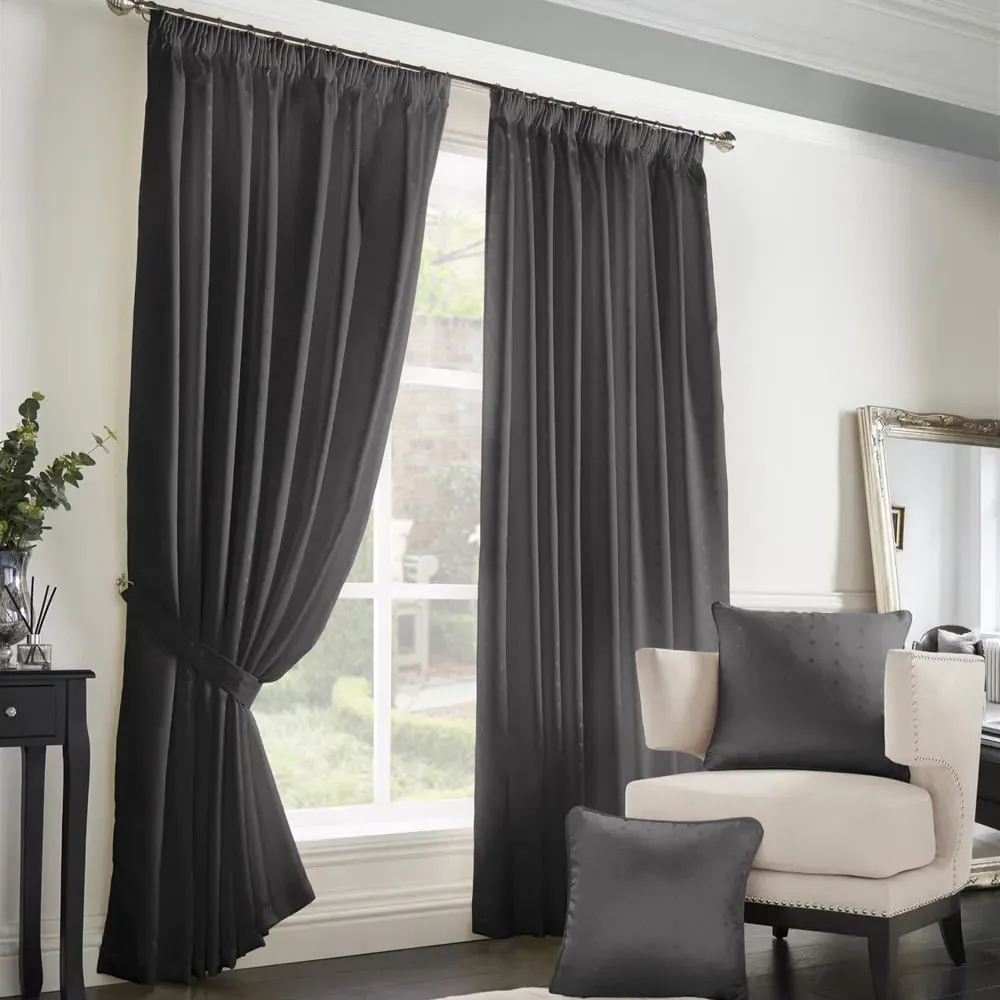 Madison Taped Top Curtains - Charcoal