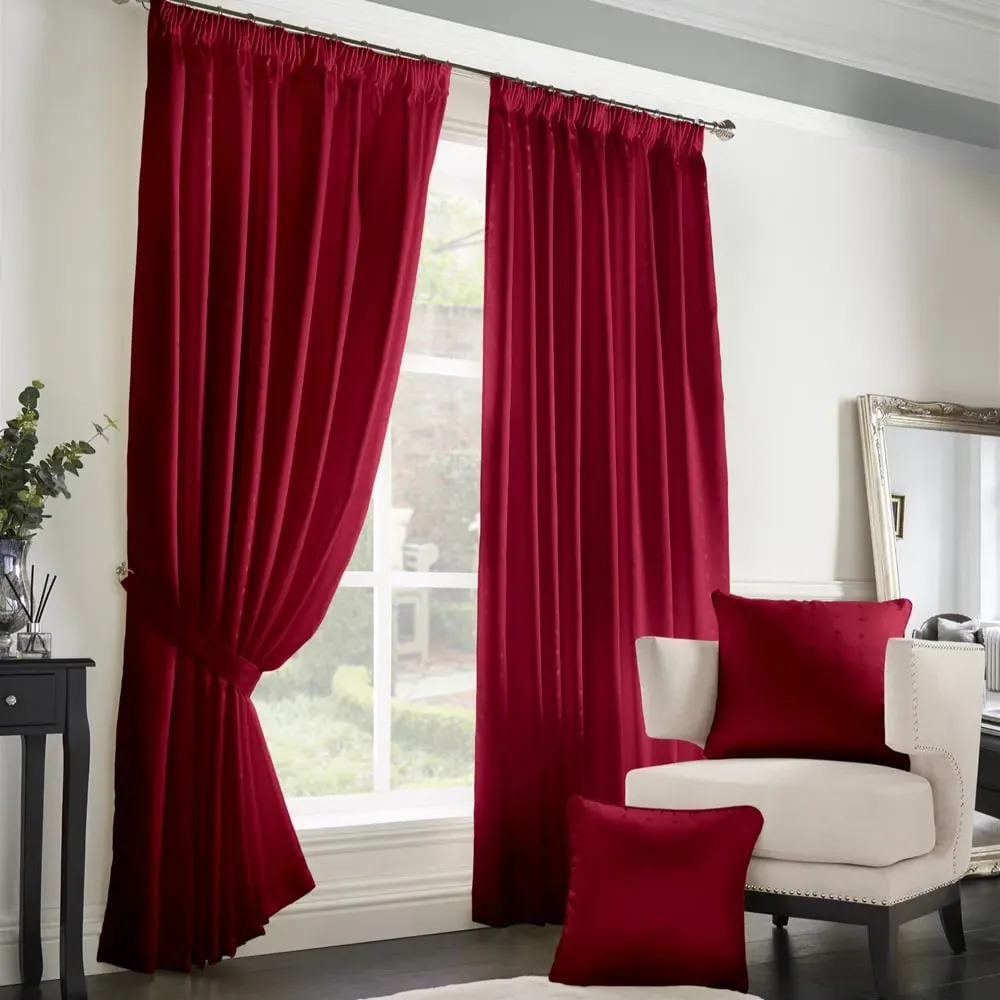 Madison Taped Top Curtains - Red image