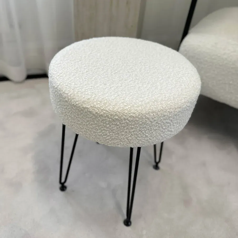 CARME Home Stool - Ivory, Bouclé