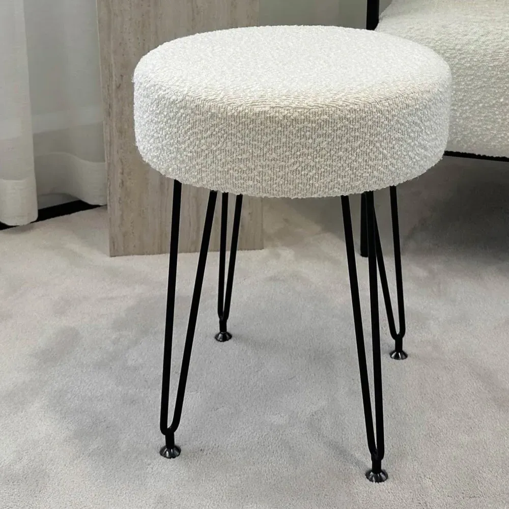 CARME Home Stool - Ivory, Bouclé image