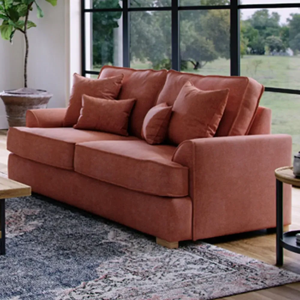 City 2-Seater Fabric Sofa - Pink, Chenille