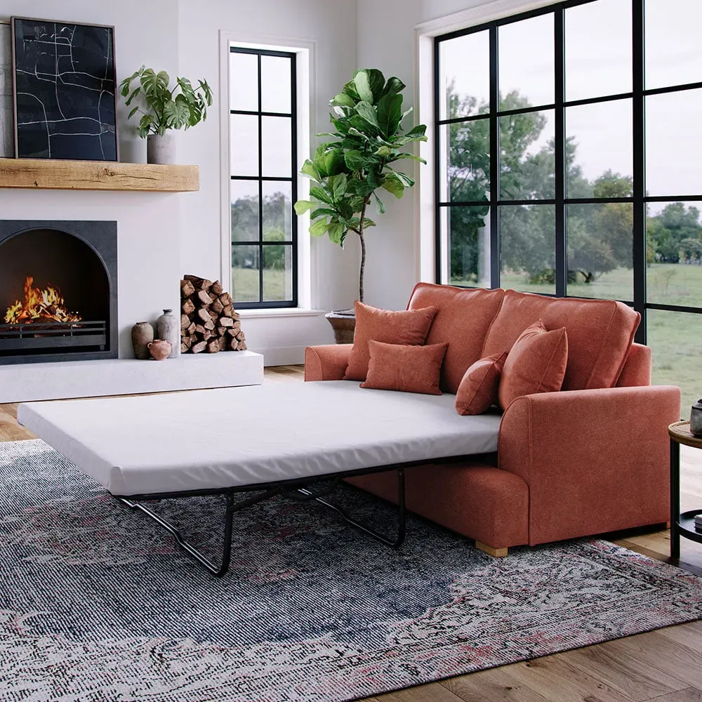 City 2-Seater Sofa Bed - Pink, Chenille