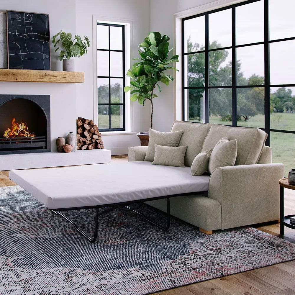 City 2-Seater Sofa Bed - Stone, Chenille