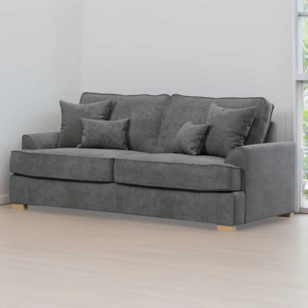 City 3-Seater Fabric Sofa - Grey, Chenille