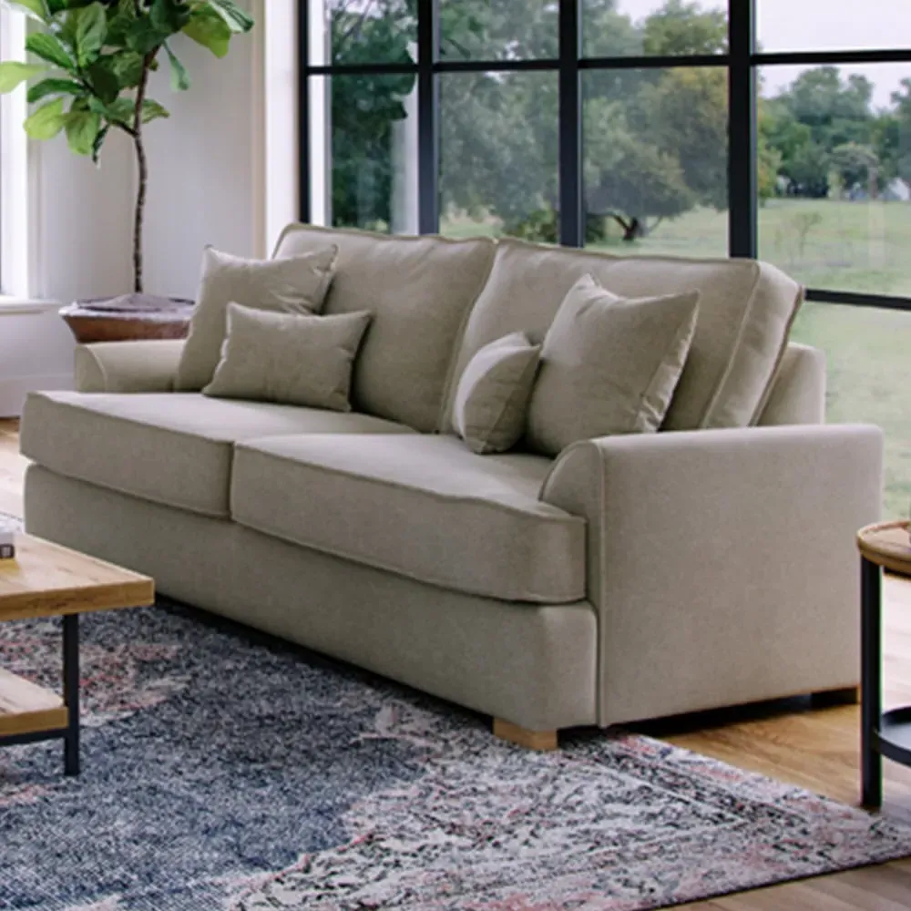 City 3-Seater Sofa - Stone, Chenille