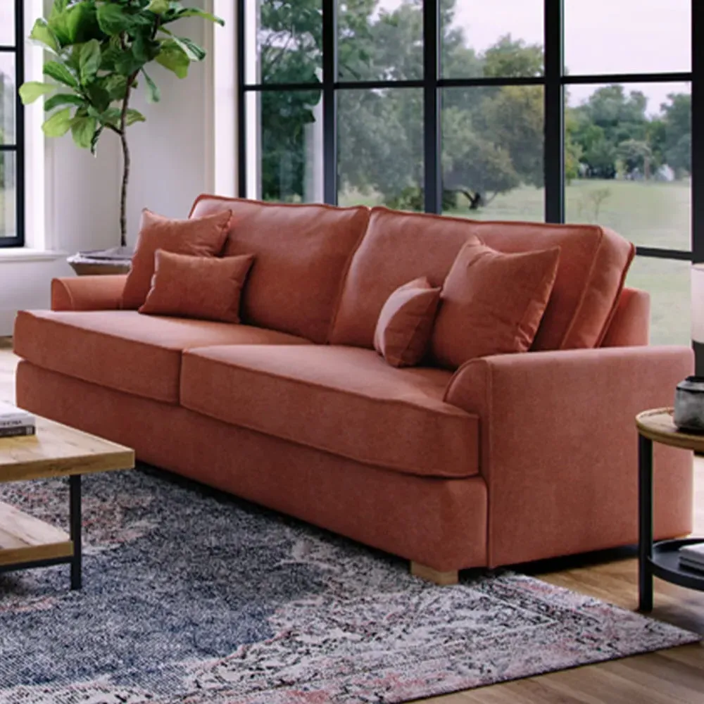 City 4-Seater Fabric Sofa - Pink, Chenille