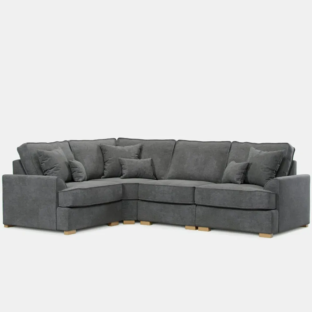 City 5-Seater Left Hand Corner Sofa - Grey, Chenille