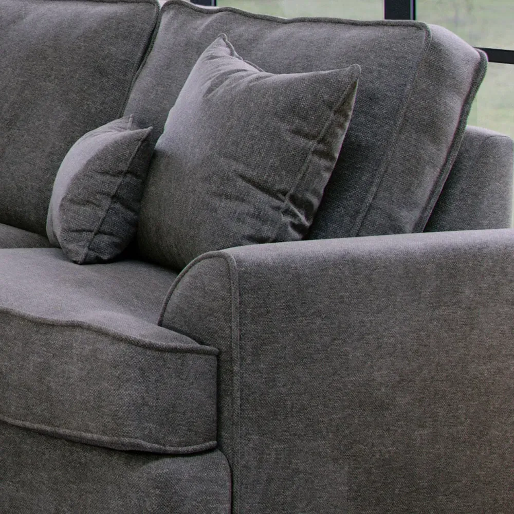 City 5-Seater Left Hand Corner Sofa - Grey, Chenille